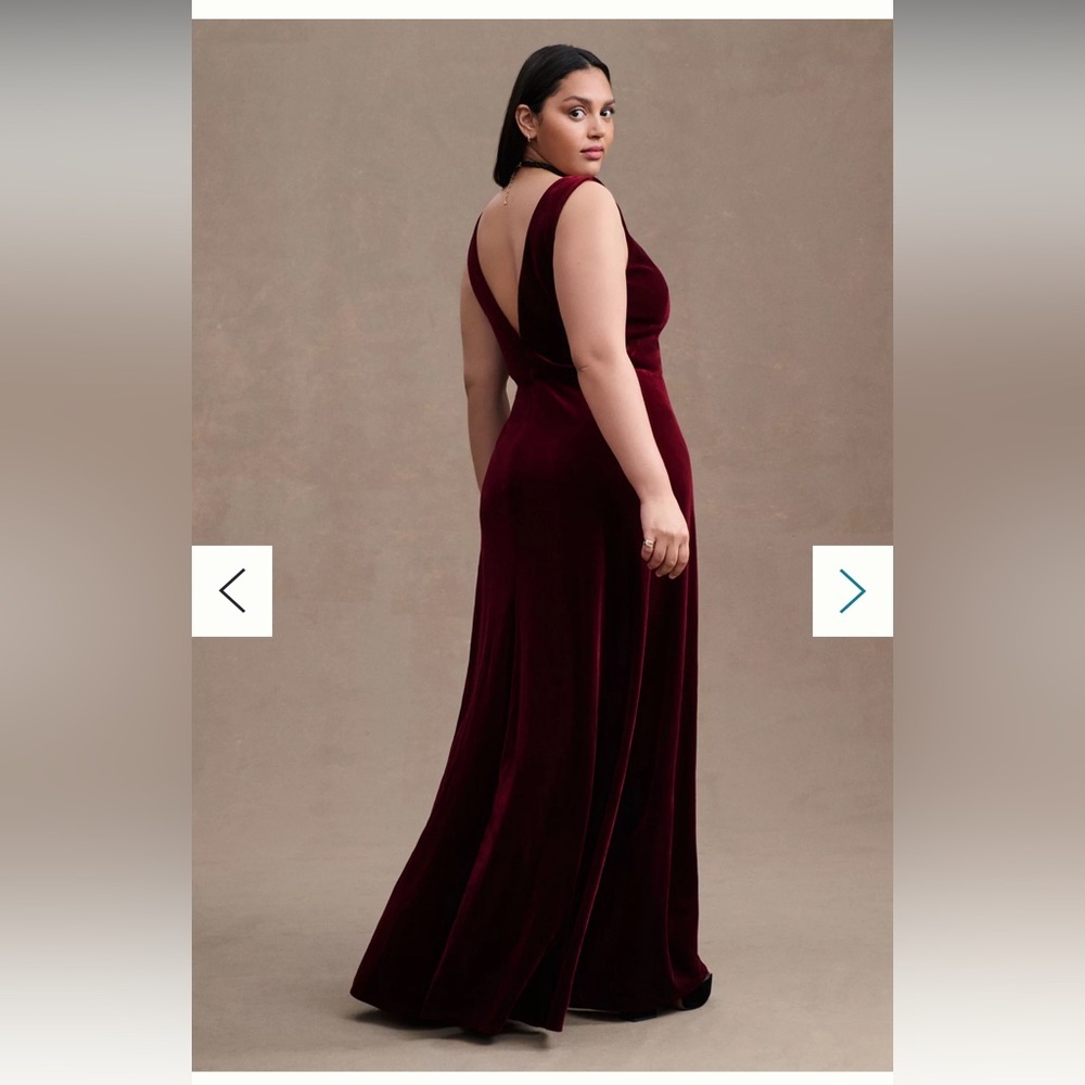 Anthropologie Jenny Yoo Logan Deep-V Velvet Column Gown Berry Size 4 NWT - Picture 4 of 7